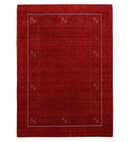 Red Gabbeh Border Design Hand Loomed Wool Area Rug