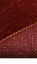 Red Gabbeh Border Design Hand Loomed Wool Area Rug