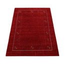 Red Gabbeh Border Design Hand Loomed Wool Area Rug