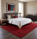 Red Gabbeh Border Design Hand Loomed Wool Area Rug