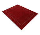 Red Gabbeh Border Design Hand Loomed Wool Area Rug