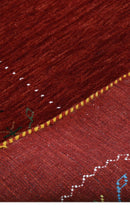 Red Gabbeh Border Design Hand Loomed Wool Area Rug