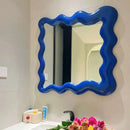 Red glossy cream cloud wave mirror bedroom makeup decor