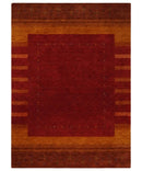 5x8 Maroon, Gold and Brown Wool Hand Woven Southwestern Lori Gabbeh Rug | KNT28