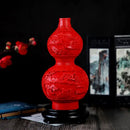 Red lacquerware flower auspicious vase living room dragon carving