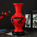 Red lacquerware flower auspicious vase living room dragon carving