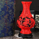 Red lacquerware flower auspicious vase living room dragon carving