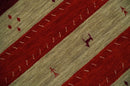 6x8 Maroon and Beige Striped Wool Hand Woven Southwestern Lori Gabbeh Rug