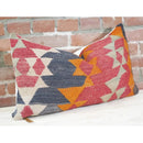Red Orange & Blue Vintage Lumbar Pillow