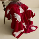 Red regina lively rabbit throw blanket bedroom decor
