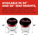 30 Inch Black Swivel Bar Stool With Red Sparkle Logo