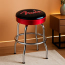 30 Inch Black Swivel Bar Stool With Red Sparkle Logo