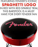 30 Inch Black Swivel Bar Stool With Red Sparkle Logo