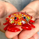 Red speckled crab glass figurines living room art sculpture