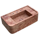 Red Travertine Honed and Filled Wall-Mount Bathroom Sink 16x30x8