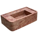Red Travertine Honed and Filled Wall-Mount Bathroom Sink 16x30x8