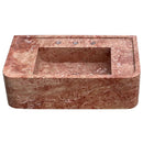 Red Travertine Rectangular Wall-mount Bathroom Sink (W)16" (L)30" (H)8" front view