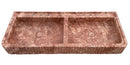 Red Travertine Double Bathroom Vanity Sink 48 inch - Fluted Design