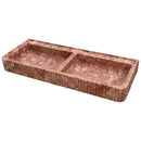 Red Travertine Double Bathroom Vanity Sink Fluted on Front and Edges (W)20" (L)48" (H)6" Honed and Filled angle view