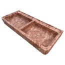 Red Travertine Double Bathroom Vanity Sink 48 inch - Fluted Design