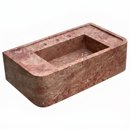 Red Travertine Rectangular Wall-Mount Bathroom Sink - 30" x 16" x 8"