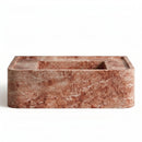 Red Travertine Rectangular Wall-Mount Bathroom Sink - 30" x 16" x 8"