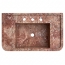Red Travertine Rectangular Wall-Mount Bathroom Sink - 30" x 16" x 8"