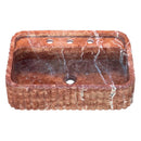 Red Travertine Wall-mount Bathroom Sink Ribbed Textured (W)16" (W)24" (H)6" angle view