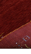 Red Tribal Border Design Hand Loomed Wool Area Rug