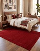Red Tribal Border Design Hand Loomed Wool Area Rug