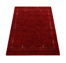 Red Tribal Border Design Hand Loomed Wool Area Rug