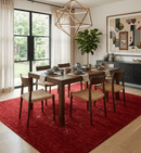Red Tribal Geometrical Design Wool Area Rug