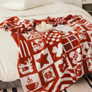 Red & white dragon zodiac knitted blanket throws bedroom decor