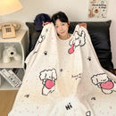 Red & white happy puppy velvet printed blanket bedroom decor