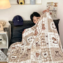 Red & white happy puppy velvet printed blanket bedroom decor