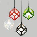 Red yellow & green elegant square chandelier kitchen pendant light