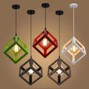 Red yellow & green elegant square chandelier kitchen pendant light