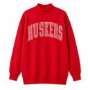Huskers Sewn Appliqué Red Gingham Licensed Women's Mock Neck Sweatshirt | Multiple Sizes | H.Flynn Designs