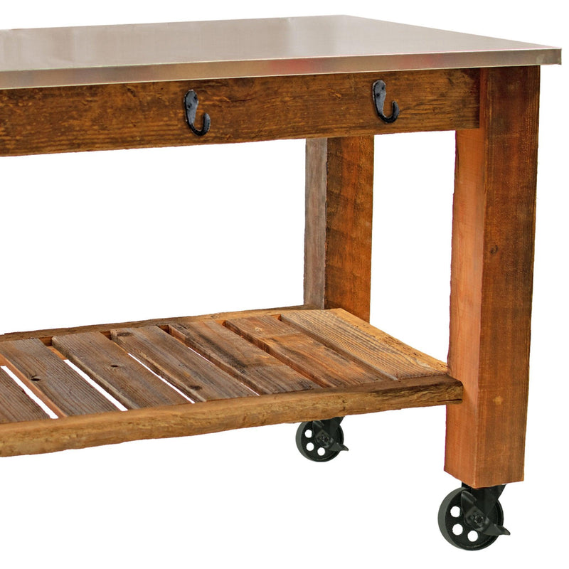 Redwood Potting Table Rolling Cart