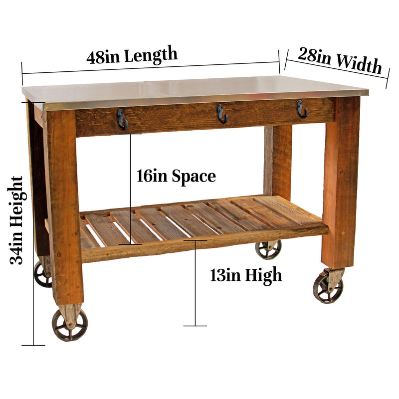 Redwood Potting Table Rolling Cart