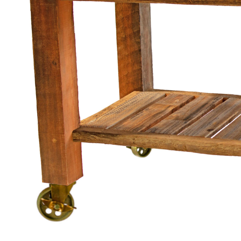 Redwood Potting Table Rolling Cart