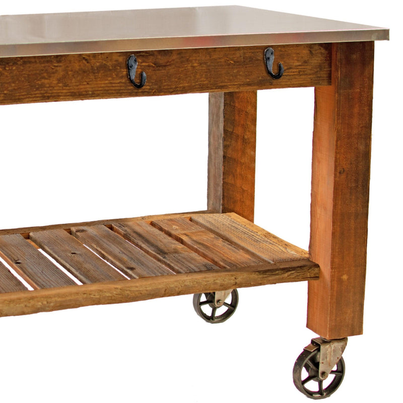 Redwood Potting Table Rolling Cart