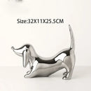 Reflective silver art statue living room decorbites doberman ornament