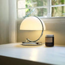 Retro amber glass table lamp bedroom chrome handle