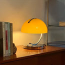 Retro amber glass table lamp bedroom chrome handle