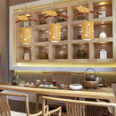 Retro bamboo art chandelier natural wood dining room pendant light