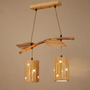 Retro bamboo art chandelier natural wood dining room pendant light