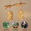 Retro bamboo art chandelier natural wood dining room pendant light