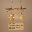 Retro bamboo art chandelier natural wood dining room pendant light