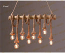 Retro bamboo hemp rope pendant lights dining room chandelier